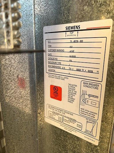 Used 200 Amp Main Breaker Panel 480/277V Siemens CFD63B200 200K Rated Main Breaker S3