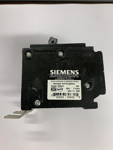 Used B325HH Siemens 25 Amp 240V 3 Pole 65K Rated Bolt On Circuit Breaker