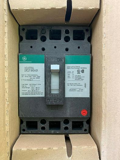 TED134020WL GE 20 Amp 480V 3 Pole Feed Thru Circuit Breaker New