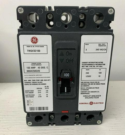 TMQV32100 GE 100 Amp 240V 3 Pole Bolt On Circuit Breaker TMQV