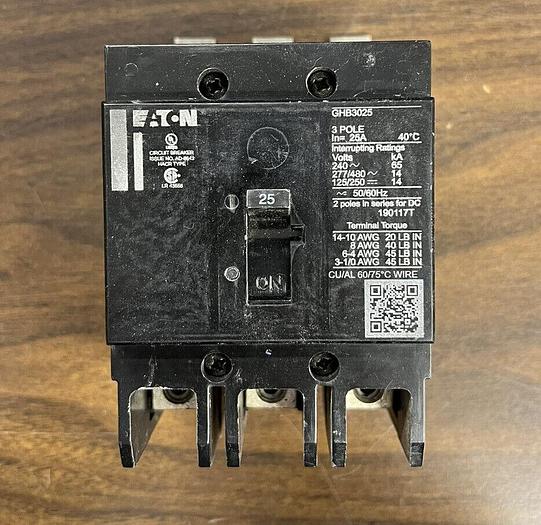 GHB3025 Cutler Hammer 25 Amp 480V 3 Pole Bolt On Circuit Breaker New in Box 786679172551