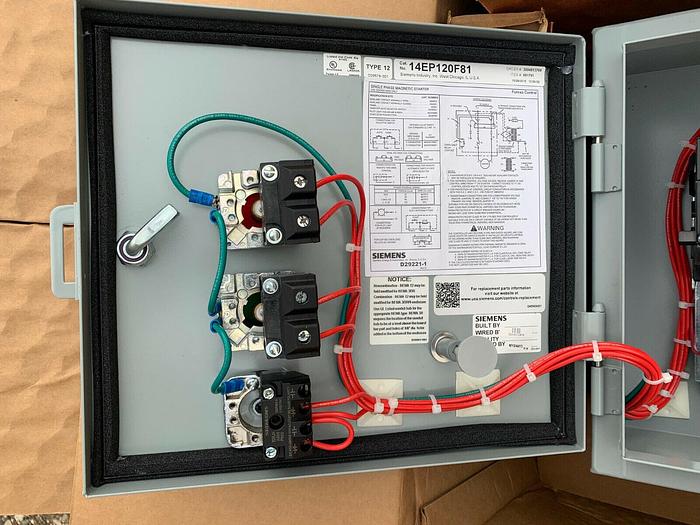 14EP120F81 Siemens 3 HP Single Phase Starter Nema 3R/12 HOA Pilot Light Type 12