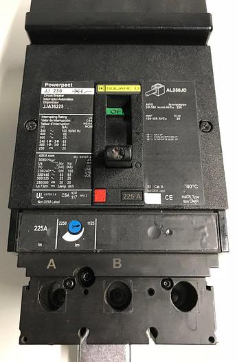 JJA36225 Square D 225 Amp 600V 3 Pole Power-Pact I-Line Plug In JJA JJ 250 785901795681