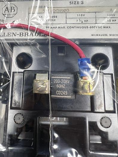 500-D0H920 Allen Bradley Size 3 Contactor 200-208V Coil New