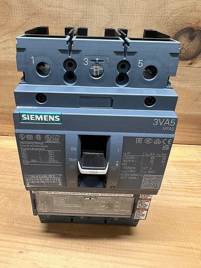 3VA52255EC310AA0 Siemens 3VA5 250 Amp 600V 3 Pole Bolt On Circuit Breaker New