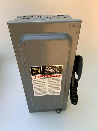 Used H222N Square D 60 Amp 240V 2 Pole 3 Wire Neutral Fusible Nema 1 Fused