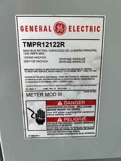 TMPR12122R GE 1200 Amp Bus Rating 208/120V 225 Amp Max Meter Socket with Bypass