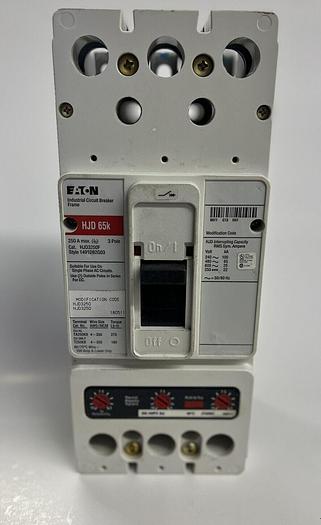 HJD3250 Eaton Cutler Hammer 250 Amp 600V 3 Pole Bolt On Circuit Breaker JT3250T