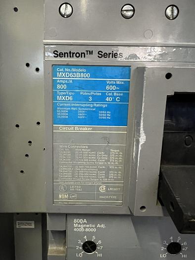 Used MND61 Siemens 1200 Amp 600V Circuit Breaker Enclosure With MXD63B800 Indoor