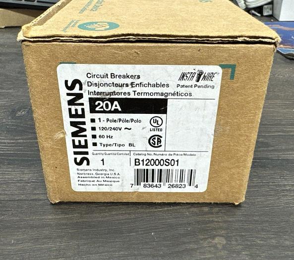 B12000S01 Siemens 20 Amp 120V 1 Pole 120V Shunt Trip New