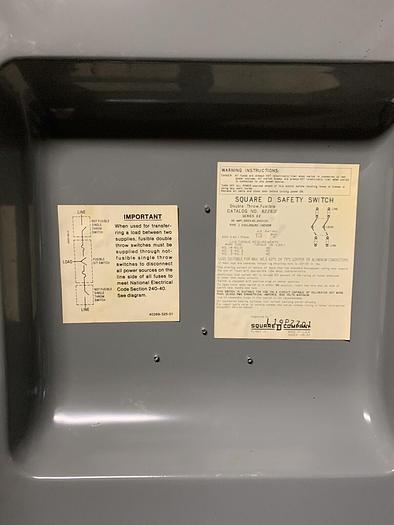 82261F Square D 30 Amp 600V 2 Pole Fusible Nema 1 Indoor Manual Transfer Switch