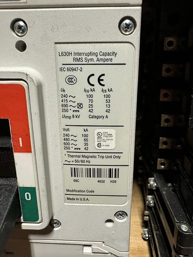 LGH3630NN EATON 600 Amp 600V 3P LT360033 Trip Unit Bolt On Circuit Breaker New