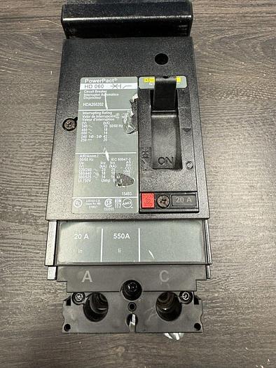 HDA260202 Square D 20 Amp 600V 2 Pole 18KA@480V I-Line Circuit Breaker New Flaw