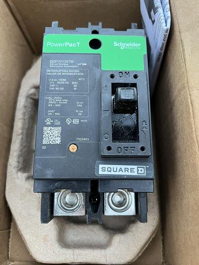 QDP22125TM Square D 125 Amp 240V 2 Pole Bolt On Circuit Breaker New In Box 785901672548