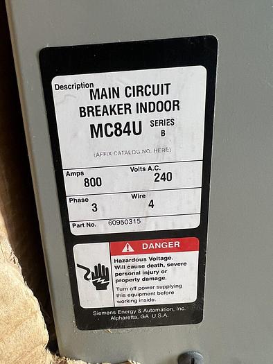 MC84U Siemens 800 Amp 240V Meter Main Nema 1 Indoor Rated HMXD63B800 New