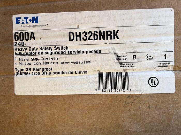 DH326NRK Cutler Hammer 600 Amp 240V 3P4W Nema 3R Outdoor Disconnect Switch New