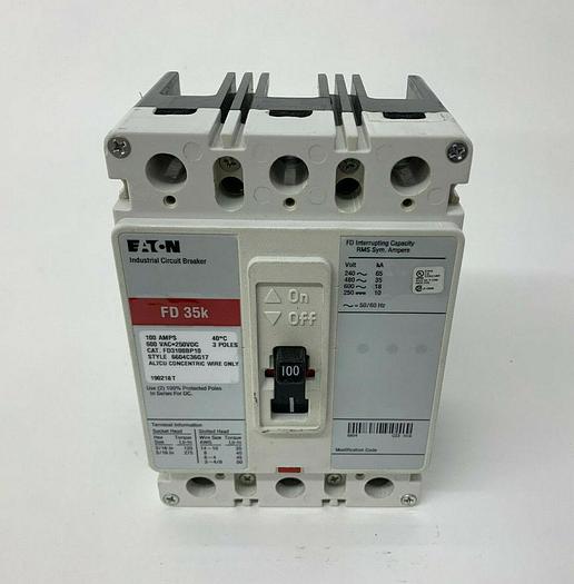 FD3100 Cuter Hammer 100 Amp 600V 3 Pole 35KA@480V Bolt On Circuit Breaker New 786679305768