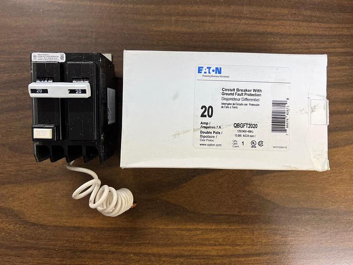 QBGFT2020 Cutler Hammer 20 Amp 2 Pole 240V Bolt On Ground Fault Circuit Breaker