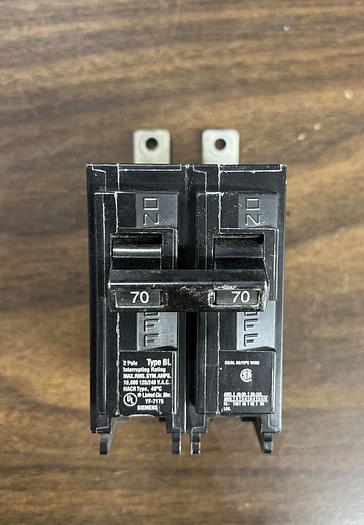 Used B270 Siemens 70 Amp 240V 2 Pole Bolt On Circuit Breaker Type BL