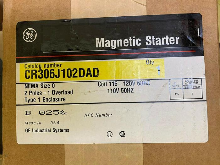 CR306J102DAD GE Size 0 2 Pole Nema 1 Enclosed New HOA Switch 300 Line
