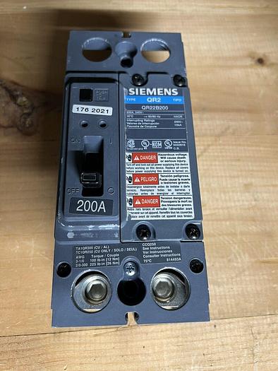 QR22B200 Siemens 200 Amp 240V 2 Pole Bolt On Circuit Breaker New 804766136108