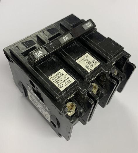 Used B325HH Siemens 25 Amp 240V 3 Pole 65K Rated Bolt On Circuit Breaker