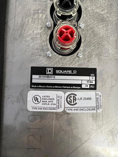 2510MBW12 Square D Manual Motor Starter Size M-0 Stainless Steel New