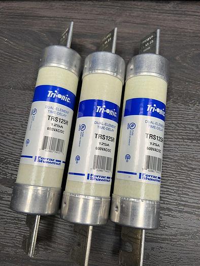 Used TRS125R Ferraz Shawmut Trionic 125 Amp 600V Time Delay Fuse Lot of 3