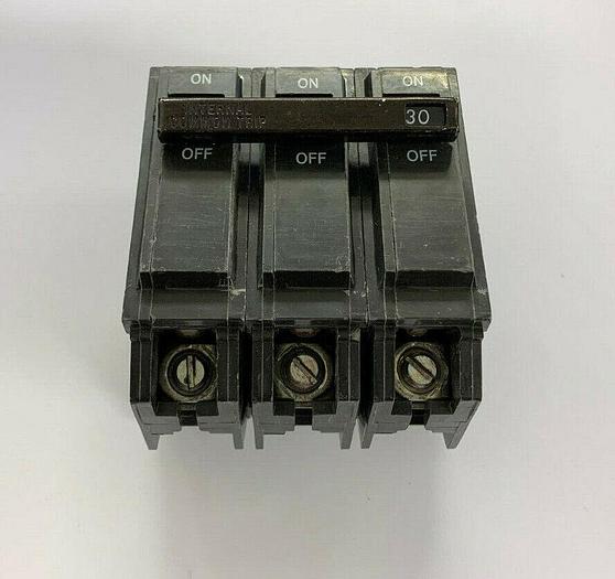 Used THQL32030 GE 30 Amp 240V 3 Pole Plug In Circuit Breaker