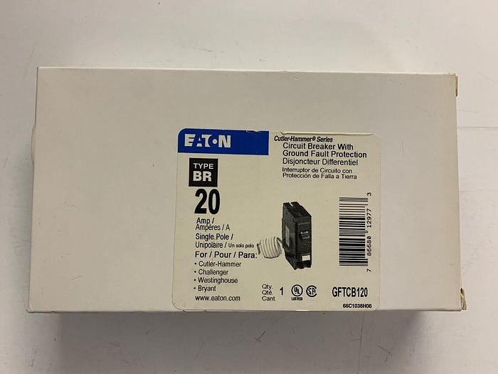 GFTCB120 Eaton Cutler Hammer 20 Amp 1 Pole Type BR Ground Fault Circuit Breaker
