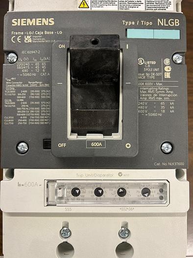 NLK3T600 Siemens NLGB 600 Amp 600V 3 Pole Bolt On Circuit Breaker New