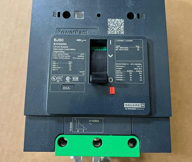 BJA36080 Square D 80 Amp 600V 65K 3 Pole ILine Circuit Breaker New