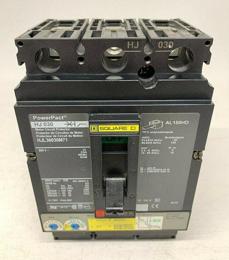 HJL36030M71 Square D 30 Amp 600V 3P Feed Thru MCP Circuit Breaker 65kA@480V New 785901492948