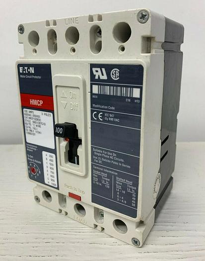 Used HMCP100R3 Cutler Hammer Eaton 100 Amp 600V 3 Pole HMCP Feed Thru Line & Load Lug 786679150856