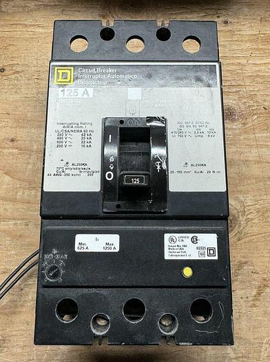 Used KAL361251021 Square D 125 Amp 600V 3 Pole 120V Shunt Trip