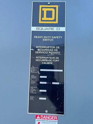 Used H327N Square D 800 Amp 240V 3P 4W Fused Disconnect Switch Fusible
