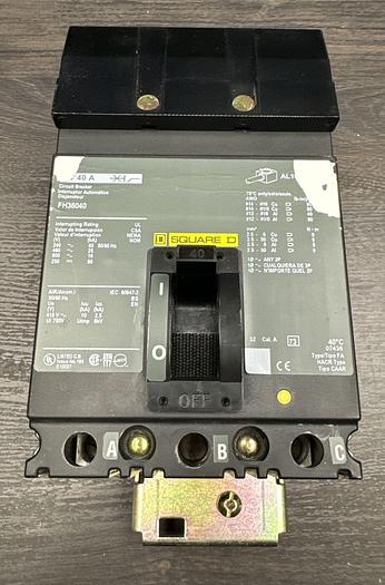 Used FH36040 Square D 40 Amp 600V 3 Pole I-Line Plug In Circuit Breaker 785901241355