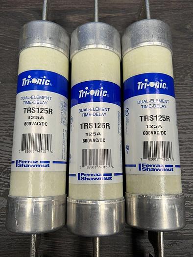 Used TRS125R Ferraz Shawmut Trionic 125 Amp 600V Time Delay Fuse Lot of 3
