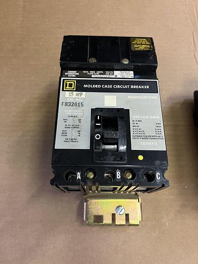 Used FA32015 Square D 15 Amp 240V 3 Pole ILine Circuit Breaker