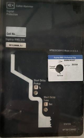 Used RD320T32W Cutler Hammer 2000 Amp 600V RES2000LSI Bolt On Circuit Breaker