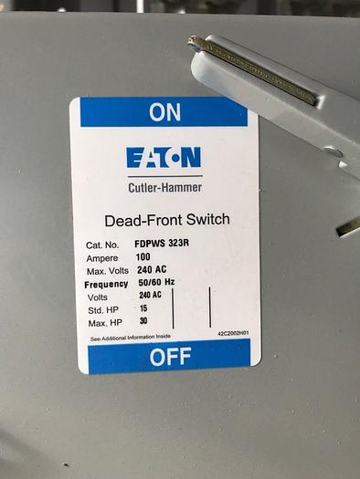 FDPWS323R Cutler Hammer 100 Amp 240V 3 Pole Fusible Panelboard Switch New