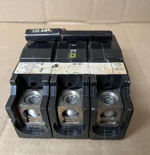Used QOB3125VH Square D 125 Amp 240V 3 Pole Bolt On Circuit Breaker 785901065470