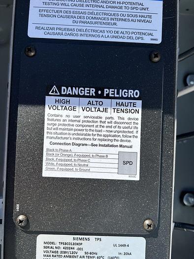 WSPD3N20C Siemens SPD Extension Box Surge Protector TPS3C0120X0P New