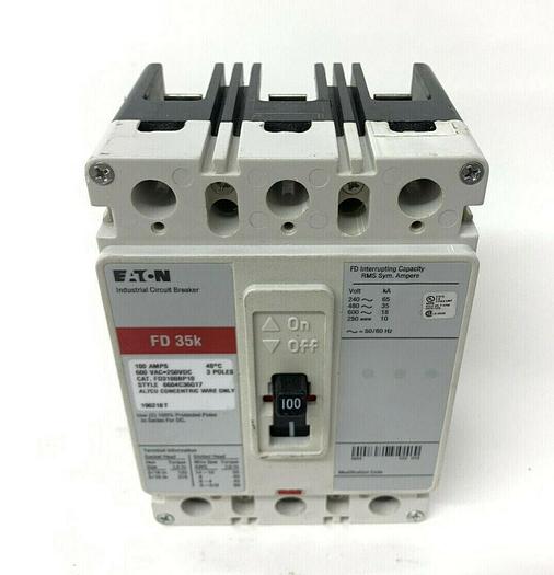 FD3100 Cuter Hammer 100 Amp 600V 3 Pole 35KA@480V Bolt On Circuit Breaker New 786679305768