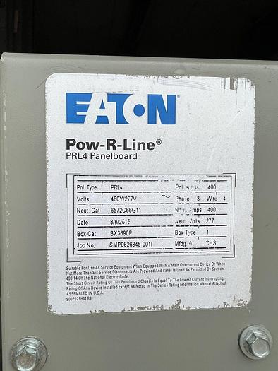 Used Cutler Hammer PRL4 400 Amp 480/277V 3P4W Main Lug Only Paneloard