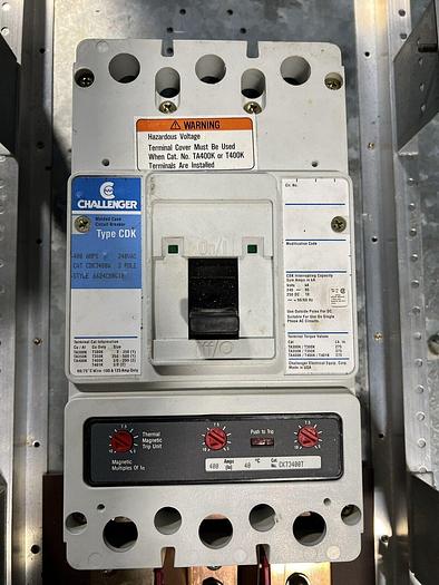 Used PRL3 400 Amp Main Breaker Panel KD3400 Cutler Hammer 208/120V 3P4W Sub Feed