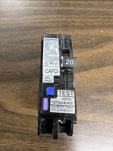 QA120AFCN Siemens 20 Amp 120V Combination Arc Fault Insta Wire Circuit Breaker 804766906671
