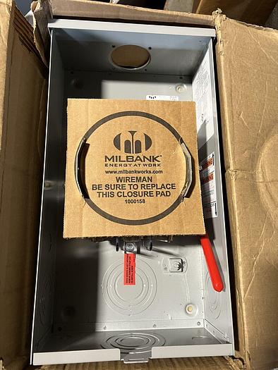 U9318RL Milbank 9500L 200 Amp 600V 5 Jaw Manual Bypass Meter Socket New