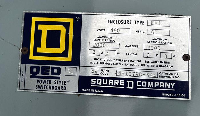 Used Square D QED 2000 Amp 480V 3P Fusible Switch BPO34200 Nema 3R Outdoor Rated