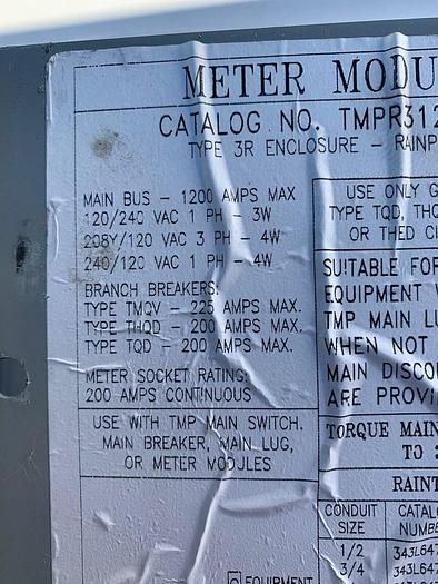 TMPR312122R GE 200 Amp Socket 1200 Amp Max 3 Phase Ringless Meter Socket New